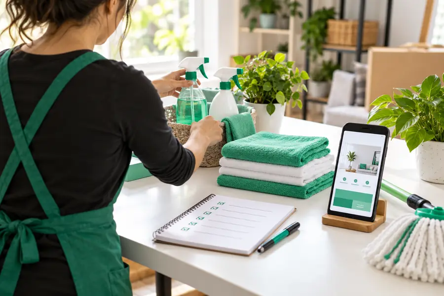 Scène d’une entreprise de nettoyage illustrant le concept de départ