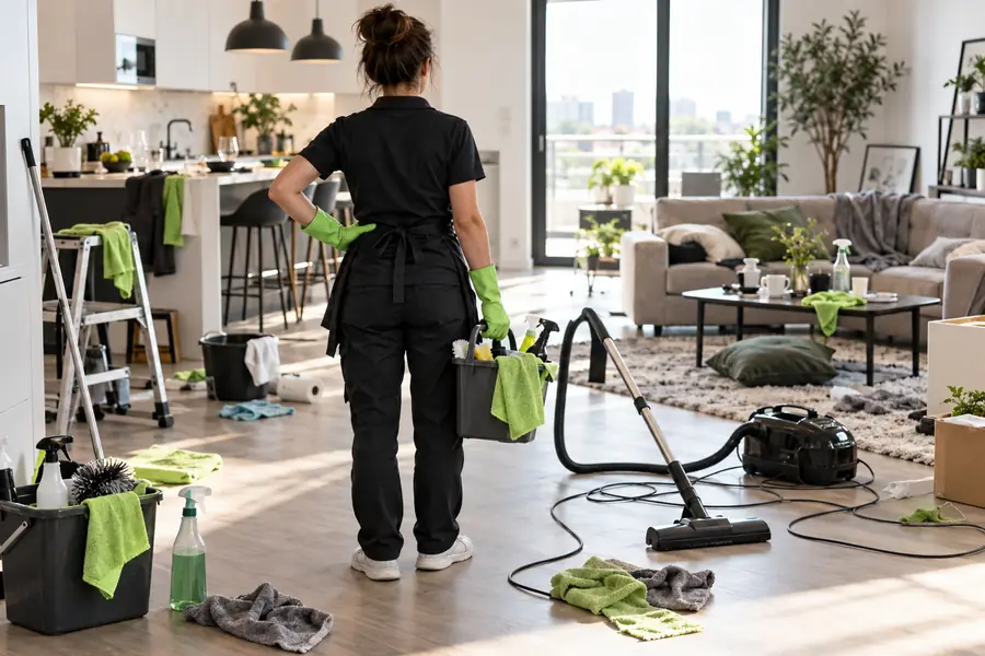 Illustration of a cleaning business before its services are organized for customers