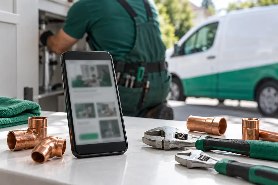 Klempnerunternehmen mit einer unklaren Online-Präsentation