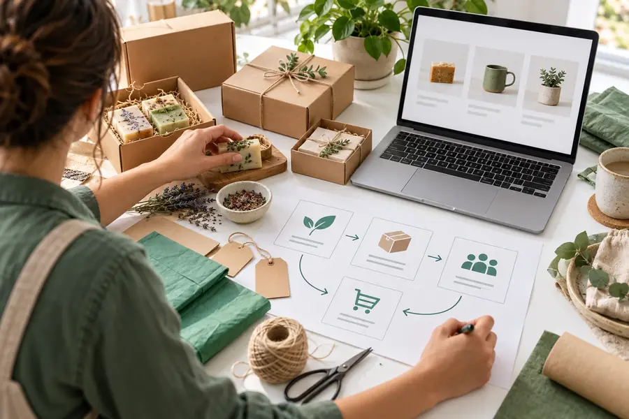 Erstes Onlineshop-Konzept mit einer kurzen Unternehmensbeschreibung