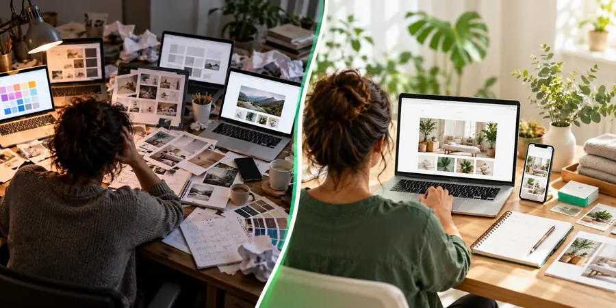 Illustrative visual for comparing website builder workflows