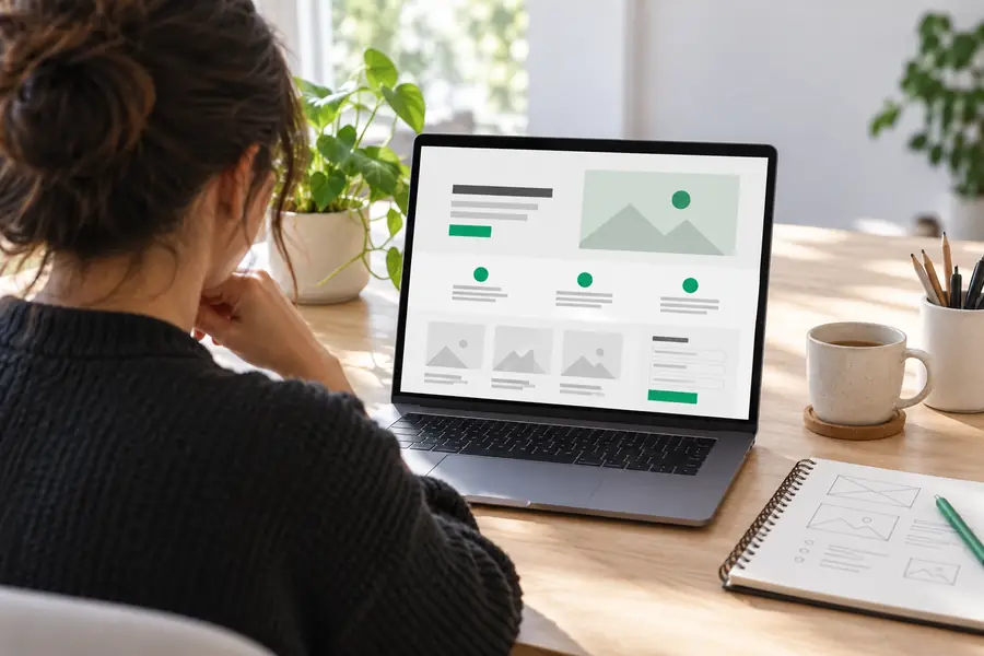 Early small-business website draft with generic sections